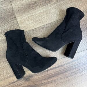 A New Day Black Suede Block Heel Ankle Boots, Target 3 in Heel Size 7.5